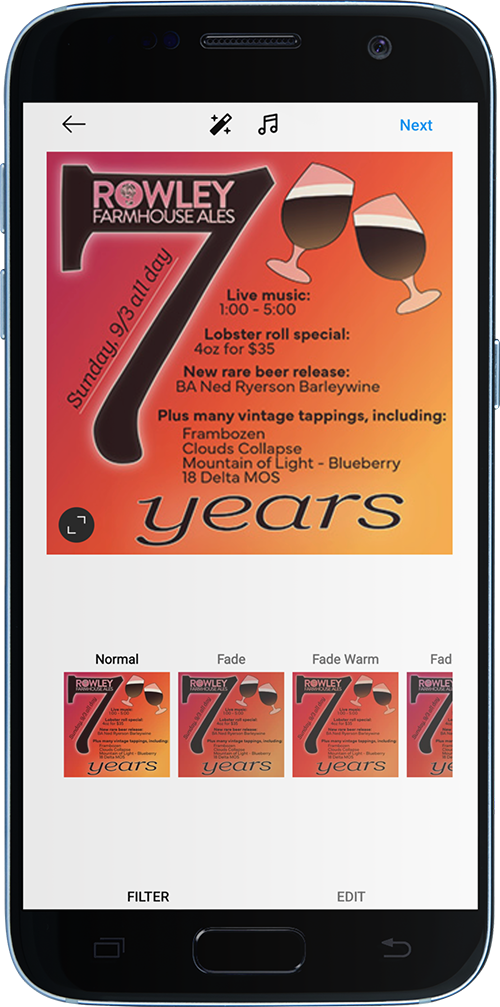 Rowley Farmhouse Ales 7 Year Anniversary Social Media Story