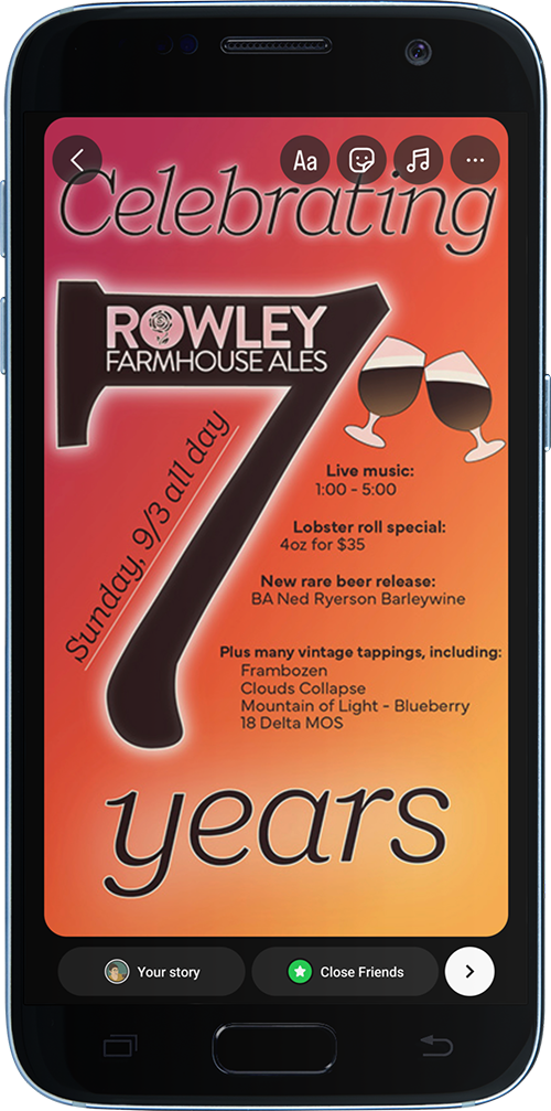 Rowley Farmhouse Ales 7 Year Anniversary Sociam Media Post